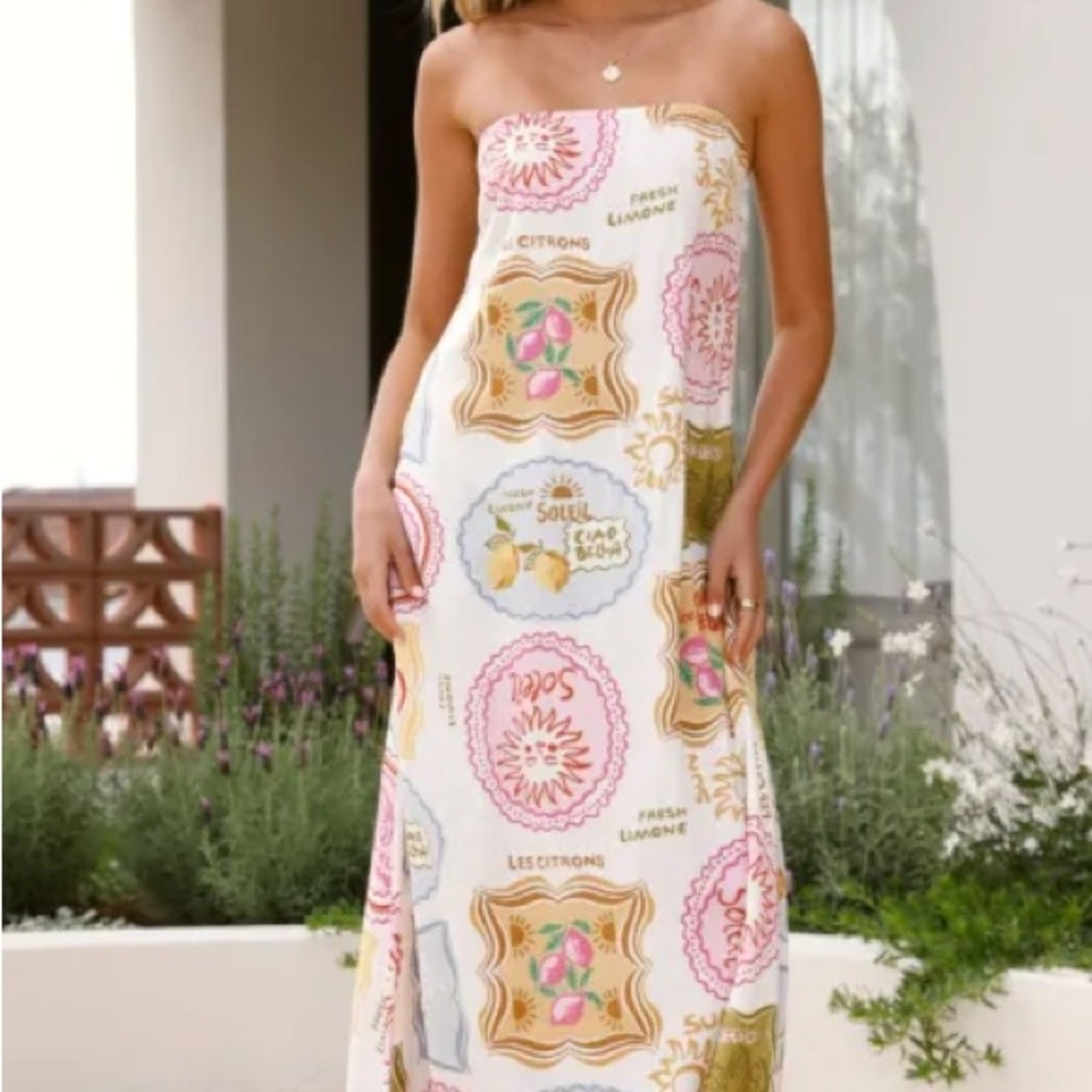 Paper Heart Strapless Italian Linen Blend Dress L